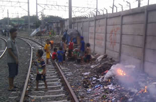 Community Development Jakarta - Kids playing on railroad tracks